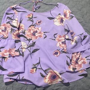 Lavender floral blouse
